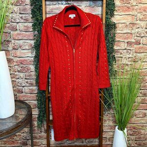 CALVIN KLEIN RED SWEATER DRESS -  M